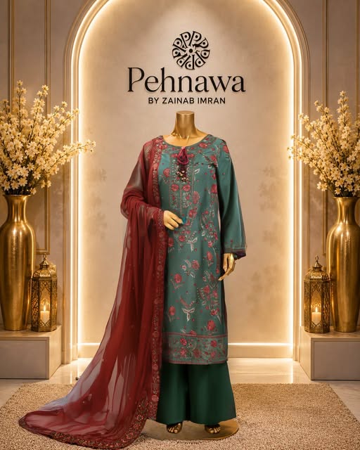Pehnawa Luxury Embroidered Lawn Stitched 3PC Suit