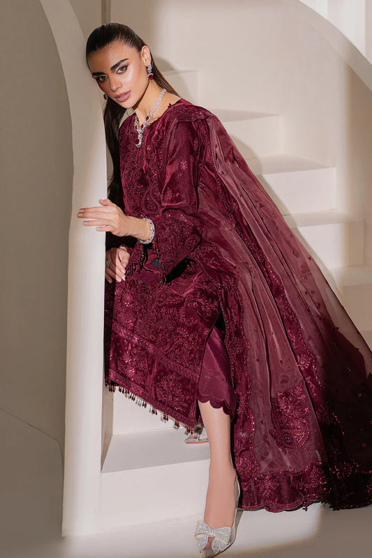 Baroque Luxury Embroidered Velvet Suits 3 Pcs Unstitched UF-758