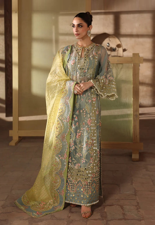 Crimson JHALAK Luxury Organza Embroidered 3Pc Unstitched Suit PA-150