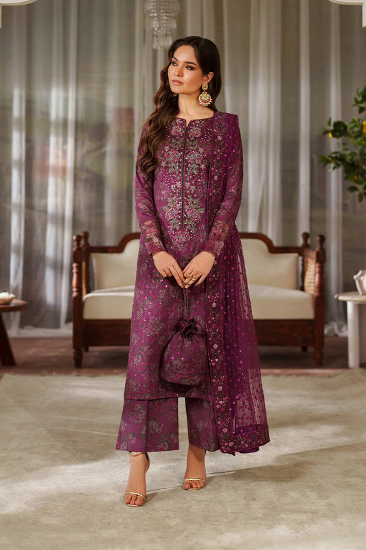 Iznik Luxury Printed & Embroidered Unstitched Lawn Suit UE-538 Magenta