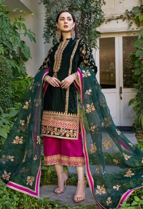 Zainab Chottani Pareeshay Luxury Velvet Embroidered 3Pc Unstitched Suit PA-254
