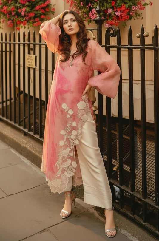 Poshkari Luxury Organza Embroidered 3Pc Unstitched Suit Maira Khan PA-109