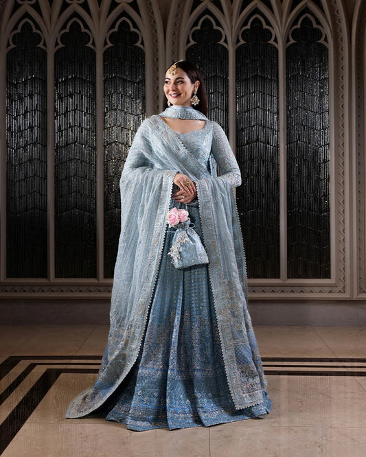 Faiza Saqlain Miyah Net Embroidered 3 Piece Unstitched