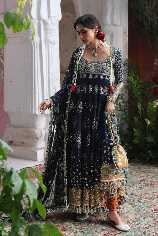 Hussain Rehar - Luxury Raw Silk Embroidered 3 Piece Unstitched - Nain Tara