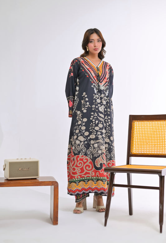 Poshkari Luxury Blended Raw Silk Embroidered 2Pc Stitched Suit PA - 0063
