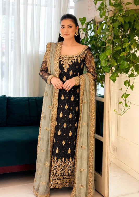 Haris Shakeel PA-133 Luxury Chiffon Embroidered Unstitched 3PC Suit