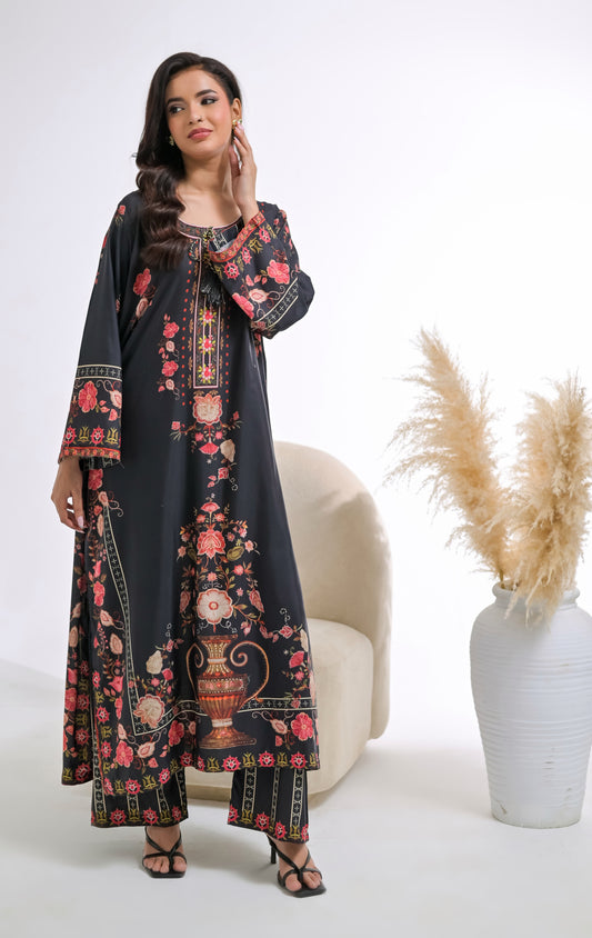Poshkari Luxury Blended Raw Silk Embroidered 2Pc Stitched Suit PA - 0085
