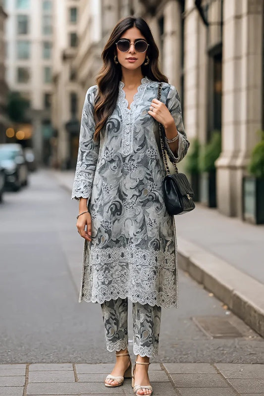 Lakhany - Luxury Lawn Embroidered 3 Piece Unstitched - LG-IZ-0370