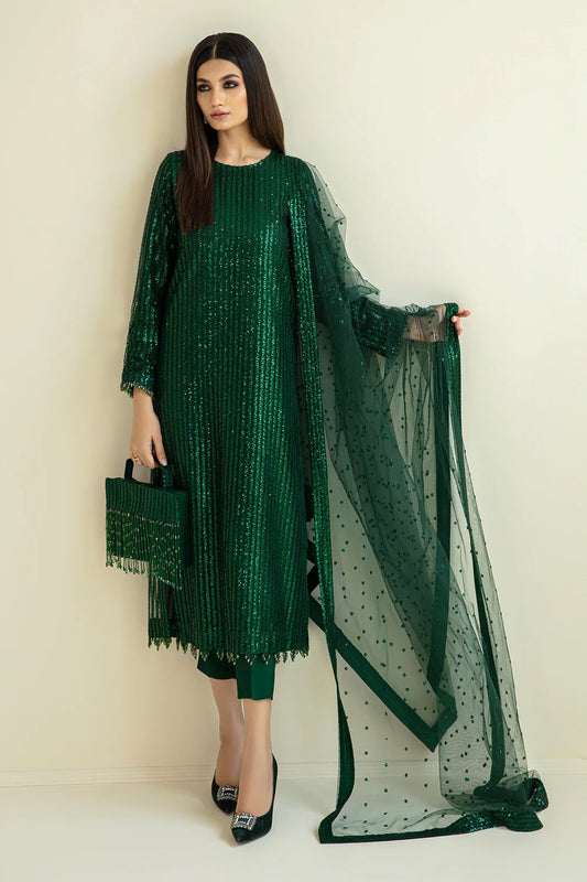 Baroque Luxury Net Embroidered 3 Piece Unstitched UF-386
