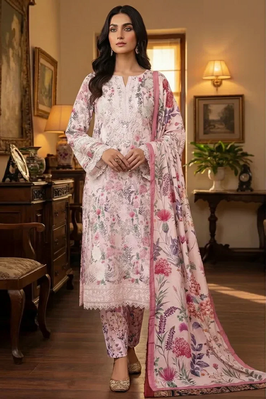 Aneelas Luxury Lawn Printed & Embroidered Unstitched Suit FLORA S-2