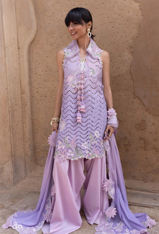 Crimson - Luxury Lawn Embroidered 3 Piece Unstitched- OMBRE LOVE - D8B