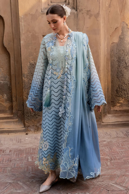 Crimson - Luxury Lawn Embroidered 3 Piece Unstitched - OMBRE LOVE - D8A