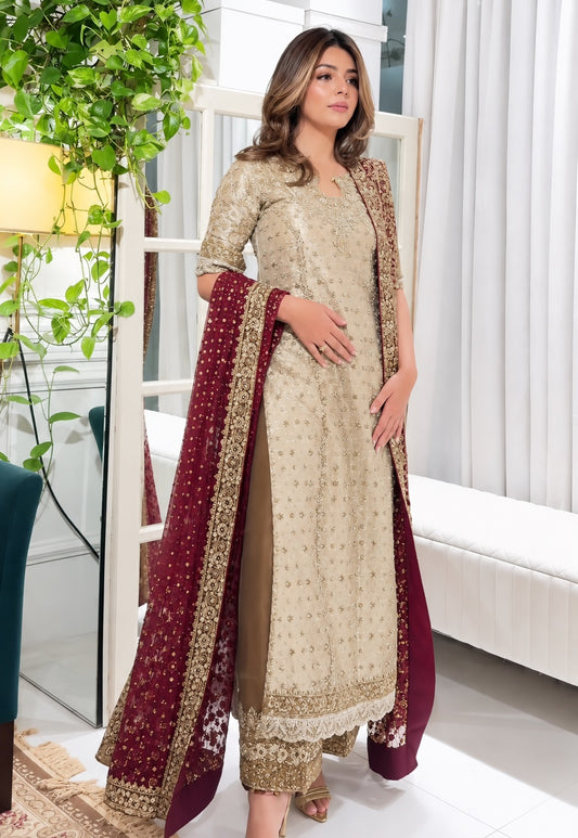 Haris Shakeel-Nawal by Ayla's Atelier Luxury Mysoori Embroidered 3Pc Unstitched Suit PA-195