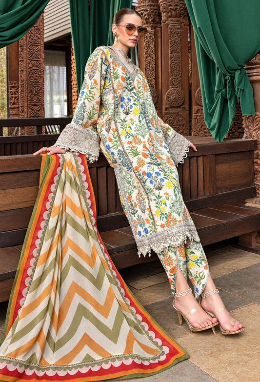 Maria.B MPT-1808-A Luxury Embroidered Lawn Unstitched 3Pc Suit PA-182
