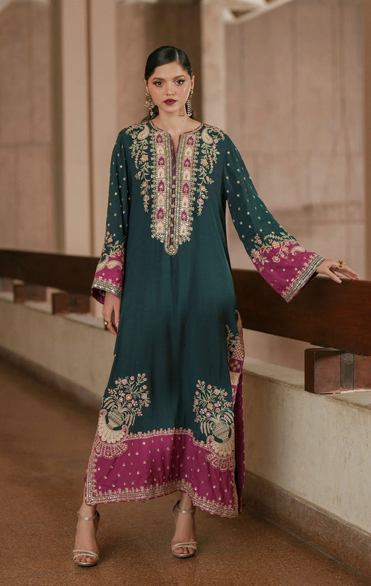 Poshkari Luxury Silk Embroidered 3Pc Unstitched Suit PA 0076