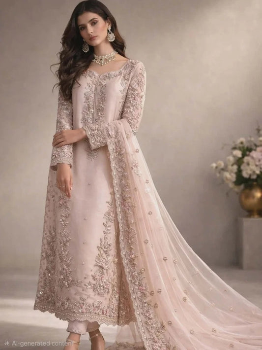 Bisma Noor Luxury Embroidered Raw Silk 3Pc Unstitched Suit - IRAM WAQAS - PA - 102