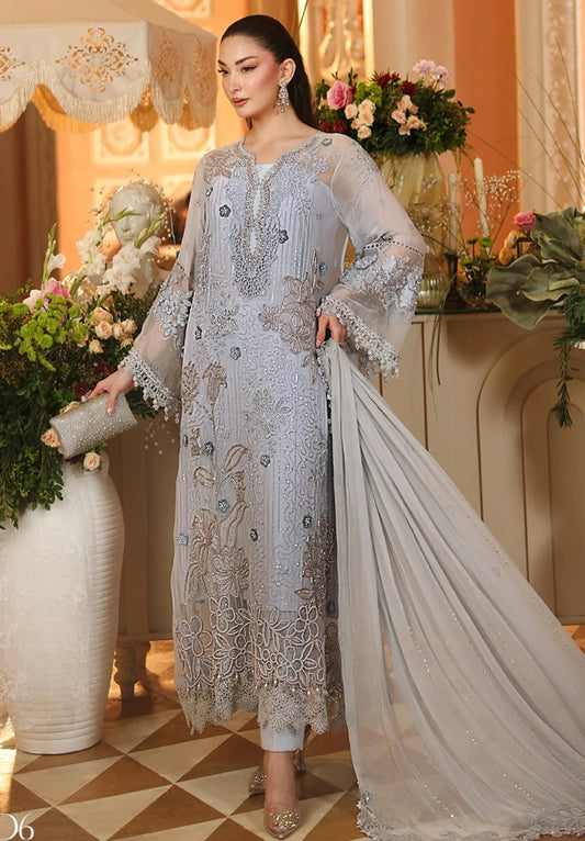Maria.B Royale Tea Affair-D06 Luxury Embroidered Pure Chifon Unstitched 3Pc Suit PA-186
