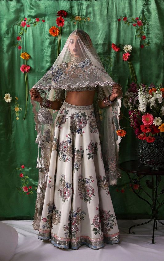 Hussain Rehar Luxury Raw Silk Embroidered 3Pc Unstitched Suit Raks