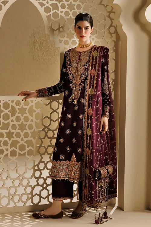 Jazmin CVF26-D08 Luxury Velvet Embroidered 3Pc Unstitched Suit PA-259