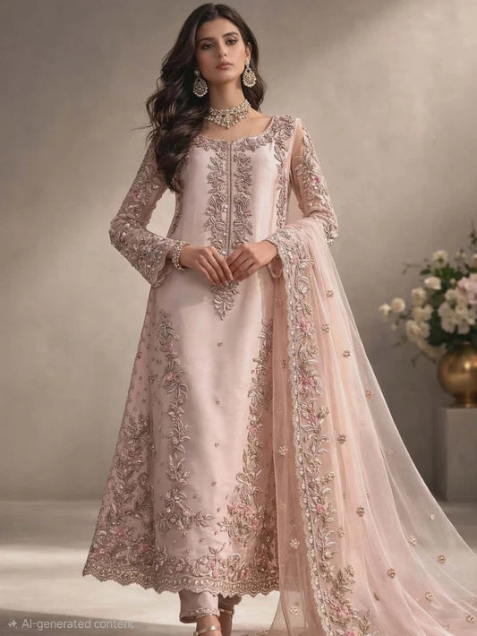 Bisma Noor Luxury Embroidered Raw Silk 3Pc Unstitched Suit - IRAM WAQAS - PA - 102