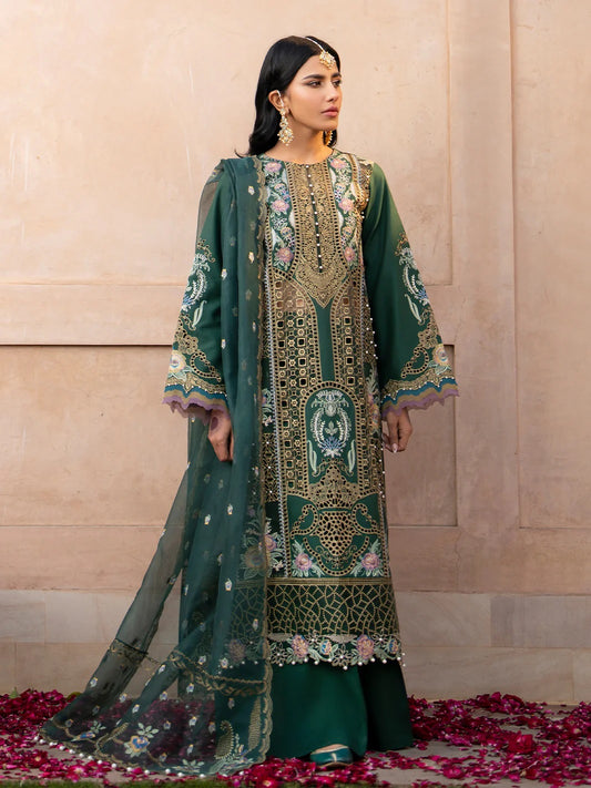 Bin Ilyas 407-A Luxury Lawn Embroidered 3 Piece Unstitched