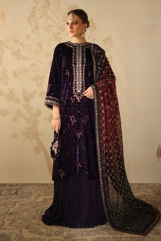 Baroque SF-4319 - Luxury Velvet Embroidered 3 Piece Unstitched