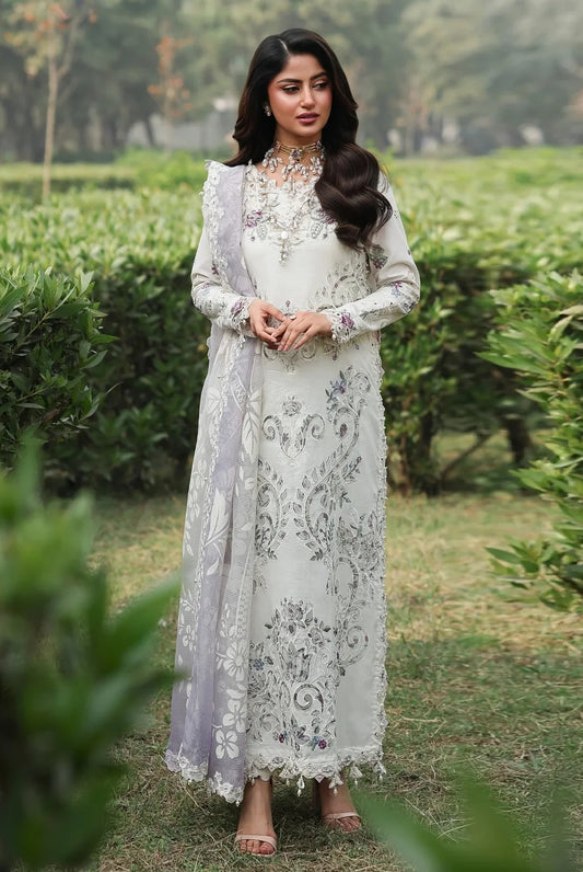 Sardinia - Luxury Lawn Embroidered 3 Piece Unstitched - Cloud Whisper