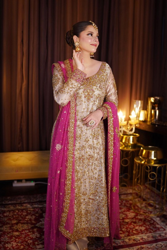 Haris Shakeel Mesuri Hand Embellished 3 Piece Unstitched Wedding Collection ( ONE WEEK FOR DELIVERY )