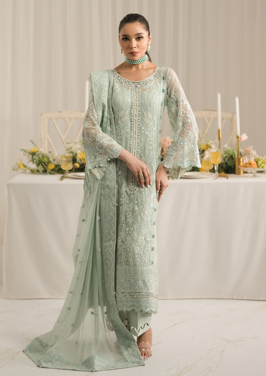 GULAL Luxury Chiffon Embroidered 3 Pc Unstitched 02 Jade Wedding Collection