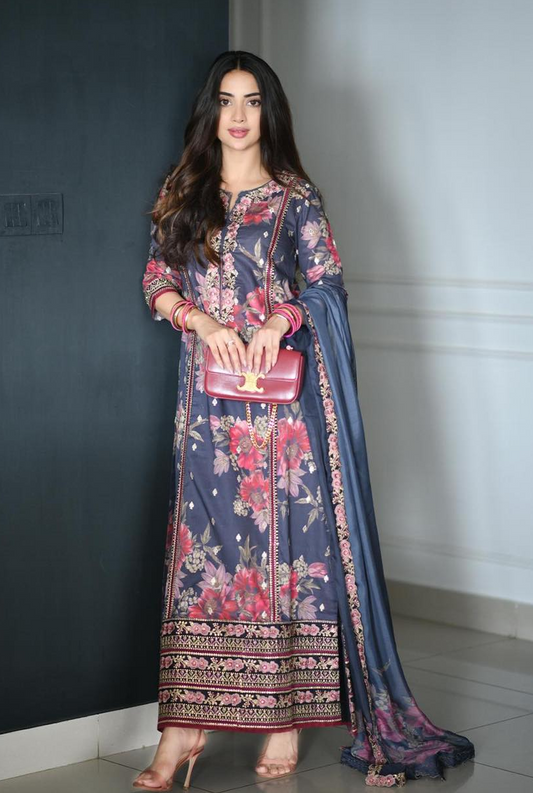 Iznik Festive Embroidered Lawn Unstitched 3Pc Suit SFL-12 Resplendence