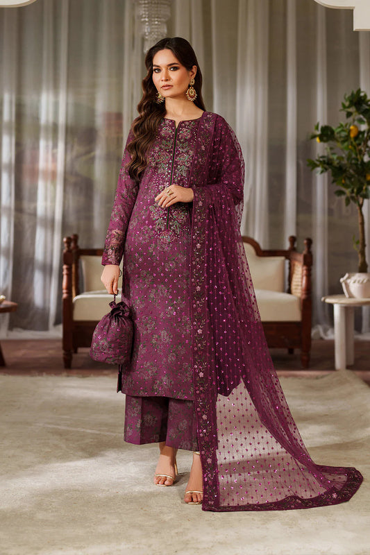 Iznik Luxury Printed & Embroidered Unstitched Lawn Suit UE-538 Magenta