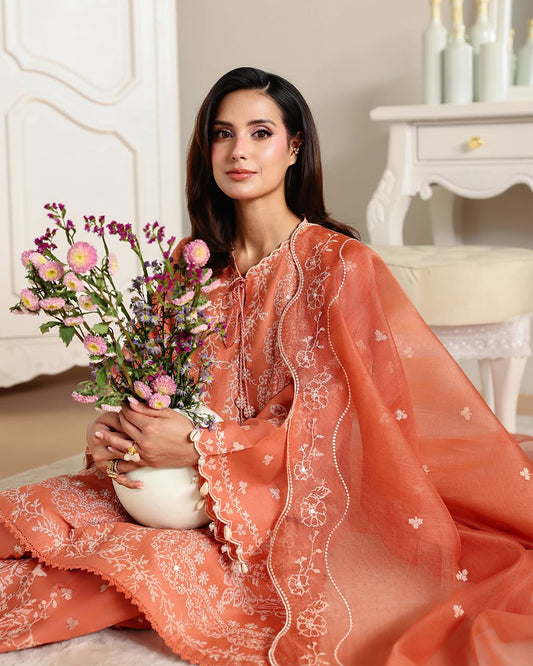 Cross Stitch Luxury Embroidered Lawn Stitched 3Pc Suit AMBER MIST