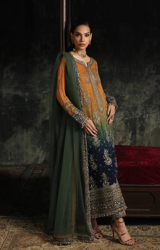 Charizma Luxury Embroidered Chiffon 3Pc Unstitched Suit CA26 - 02