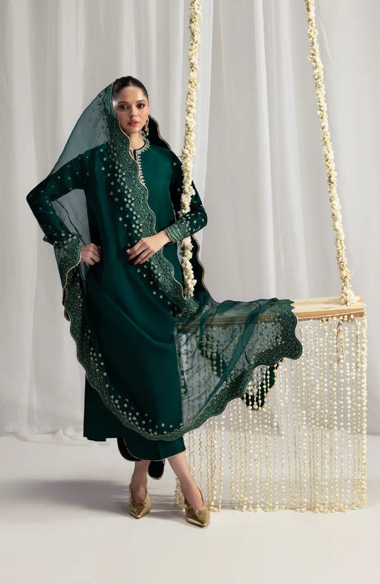 Zaib Luxury Raw Silk Embroidered 3 Pc Unstitched Suit NPA3-25436