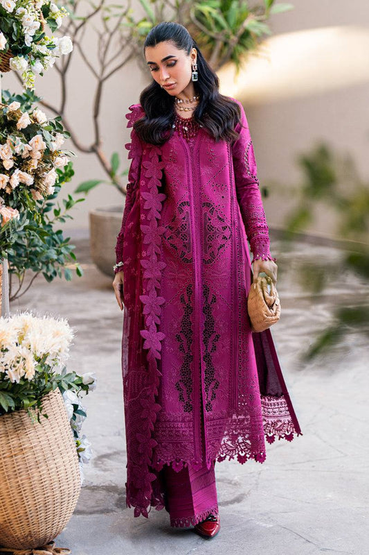 Qalamkar Sahil Embroidered Lawn Chiken Kari Unstitched 3Pc Suit FK-11 VIOLET