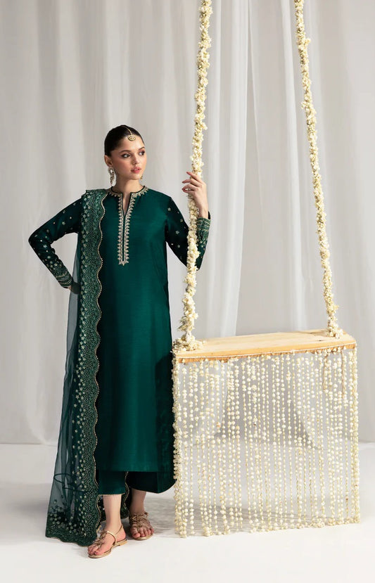 Zaib Luxury Raw Silk Embroidered 3 Pc Unstitched Suit NPA3-25436