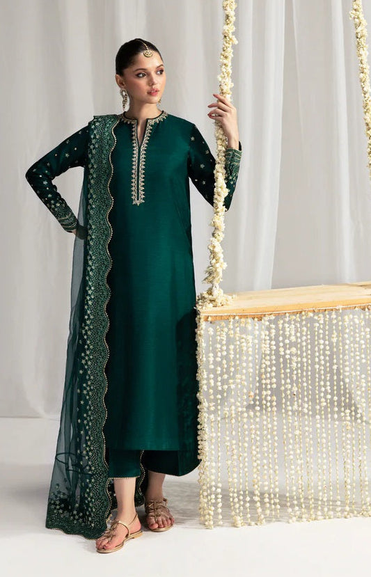 Zaib Luxury Raw Silk Embroidered 3 Pc Unstitched Suit NPA3-25436