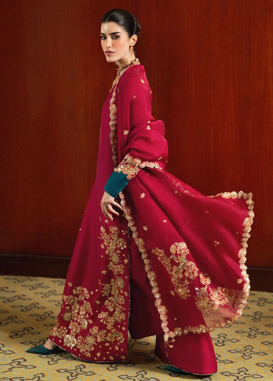 Hussain Rehar Luniere Luxury Raw Silk Embroidered 3Pc Unstitched Suit PA-141
