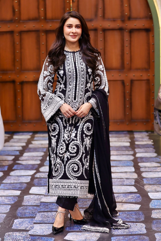 Baroque Exclusive Formal Embroidered Chiffon Unstitched 3Pc Suit UF-4158