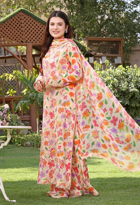 Aneelas - Luxury Lawn Embroidered 3 Piece Unstitched - Tehzeeb