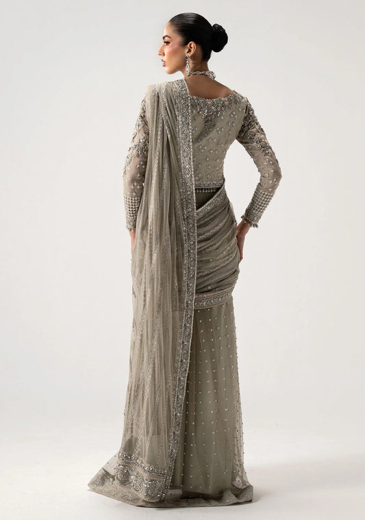 Maria B MC-26V1-08 Selene Luxury Net Embroidered 3Pc Unstitched Sari PA-264
