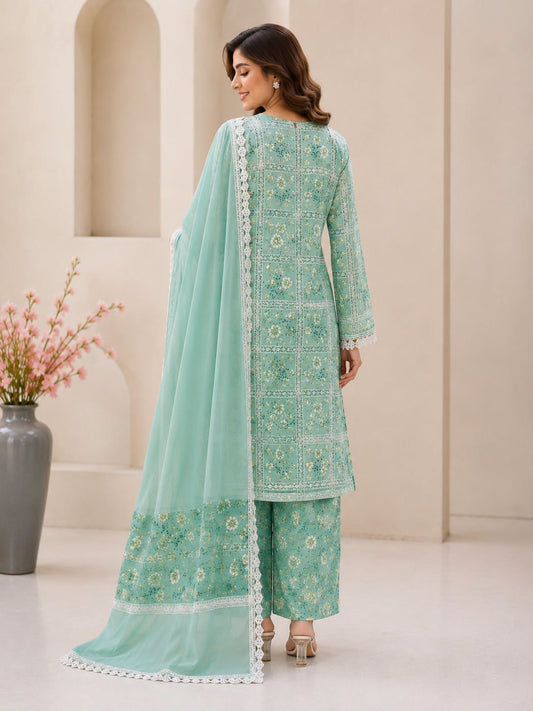 Pehnawa Luxury Lawn Embroidered Unstitched 3PC Suit-PA0019