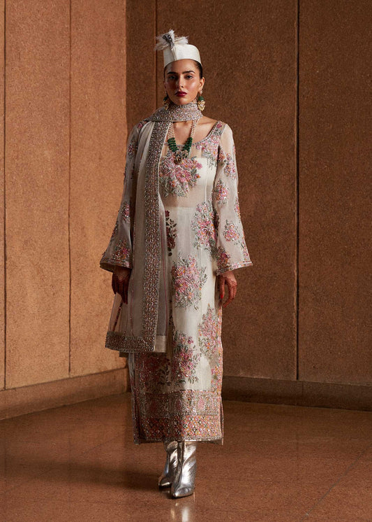 Hussain Rehar Organza Embroidered 3 Piece Unstitched Euru