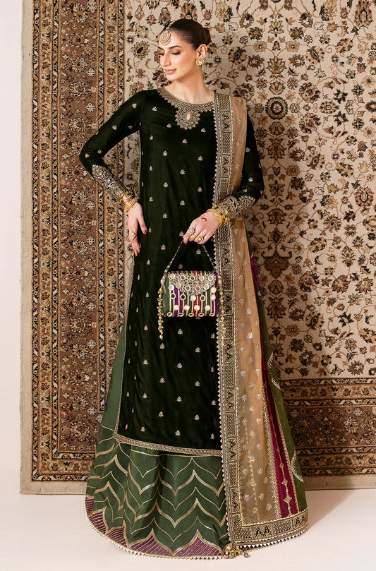 Jazmin Luxury Velvet Embroidered 3 Piece Unstitched - CVF D-09
