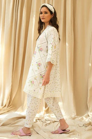 Farida Hassan - Luxury Lawn Embroidered 3 Piece Unstitched - Vanilla