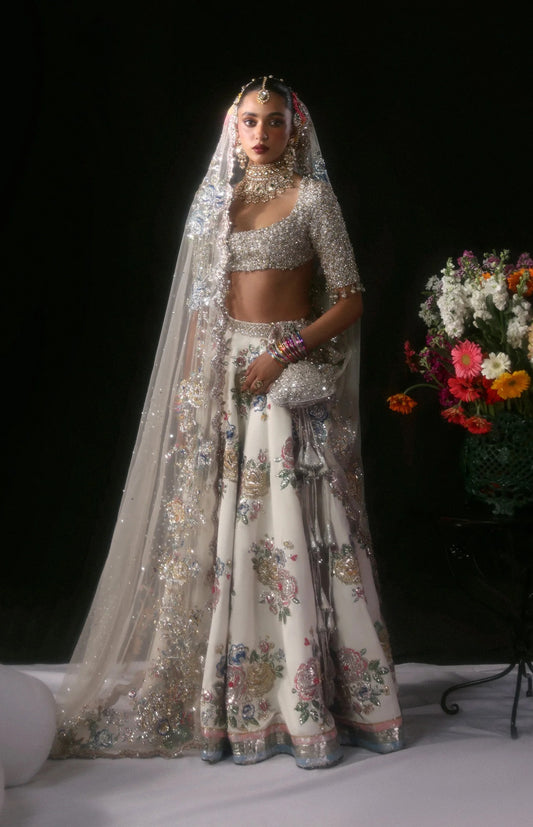 Hussain Rehar Luxury Raw Silk Embroidered 3Pc Unstitched Suit Raks