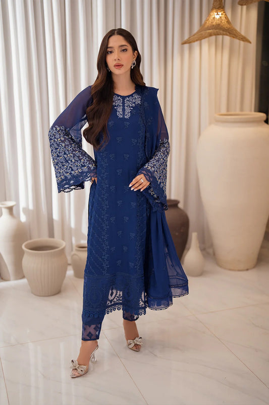 Azure Breeze - Luxury Chiffon Embroidered 3 Piece Unstitched