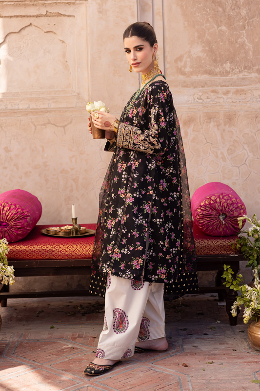 Batik Luxury Silk Embroidered Black Jewel 3Pc Unstitched Collection