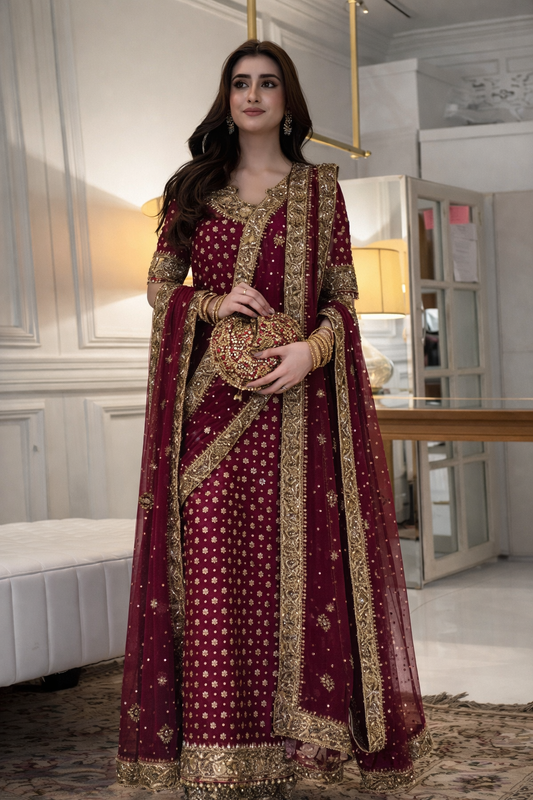 Haris Shakeel Luxury Chiffon Embroidered 3 Piece Unstitched - HR 69 Aisha Afridi