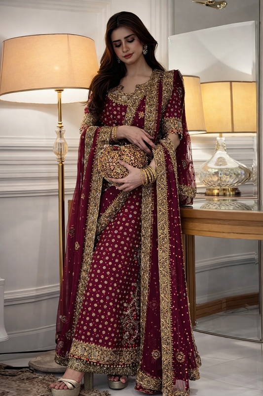 Haris Shakeel Luxury Chiffon Embroidered 3 Piece Unstitched - HR 69 Aisha Afridi